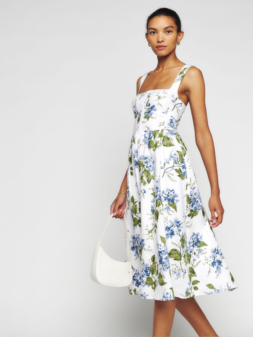 Reformation Tagliatelle Hydrangea print dress